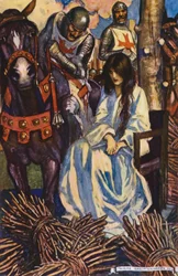 Ilustracja do Ivanhoe autorstwa Sir Waltera Scotta (kolorowa litografia)