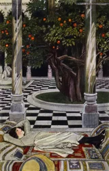 Wizyta w Bagdadzie: Na dziedzińcu (kolor lito)