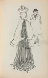 Szkicownik włoski: Stojąca kobieta i mężczyzna, strona 125, 1898-1899.