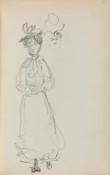Szkicownik włoski: Stojąca kobieta, strona 52, 1898-1899.