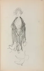 Szkicownik włoski: Stojąca kobieta z szalem strona 54, 1898-1899.