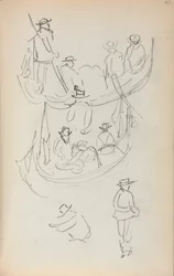 Szkicownik włoski: Dwie gondole z figurami, 1898-1899.