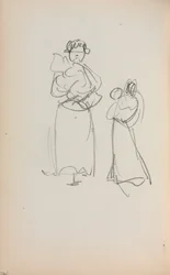 Szkicownik włoski: Dwie stojące kobiety trzymające niemowlęta strona 140, 1898-1899.