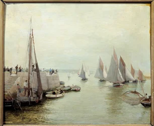Powrót rybołówstwa w 1880 roku. Obraz Couranta Maurice