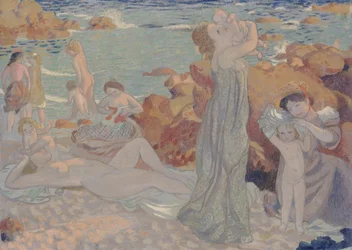 Kąpiących się, plaża Pouldu, 1899.