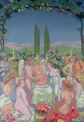 W obecności bogów Jowisz przyznaje nieśmiertelność Psyche i świętuje jej małżeństwo z Kupidynem, 1908