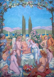 Historia Psyche, Panel V. Jupiter obdarza psychikę nieśmiertelnością i świętuje jej małżeństwo z Erosem