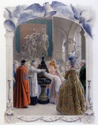 Scena chrztu szlacheckiego z XVIII w., ok. 1900 r. (ilustracja)