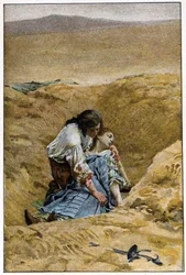 Pogrzeb- w „Historii Manon Lescaut i kawalera Des Grieux” autorstwa francuskiego pisarza Abbe Prevosta (1697-1763). Grawerowanie według rysunków Maurice