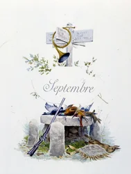 Wrzesień „Pieśń miesiąca” Jérôme Doucet, ilustracja - Maurice Leloir, ed. Reims 1904. L. Michaud