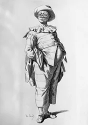 Tartaglia, ilustracja do Miłości do trzech pomarańczy, sztuki commedia dell