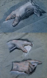 Studium rąk mężczyzny (pastel na papierze)