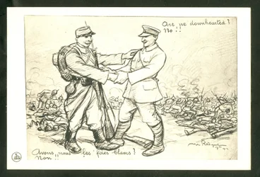 Pocztówka, satyryczna czarno-biała