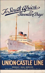 Do Afryki Południowej w siedemnaście dni; plakat reklamowy Union Castle Line,