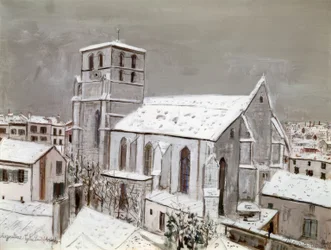 Kościół Saint-André w Angoulême pokryty śniegiem