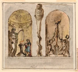 Rysunek, malowana dekoracja ścienna, 1800-1830