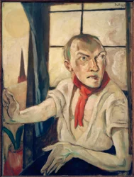 Autoportret z czerwonym szalikiem