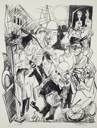 Ulica, autorstwa Maxa Beckmanna (1884-1950), rycina. Niemcy, XX wiek.
