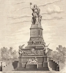 Niederwalddenkmal, pomnik upamiętniający zjednoczenie Niemiec (litografia)