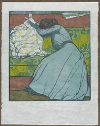 Poduszka Martha Kurzweil siedząca na kanapie, 1903 r.