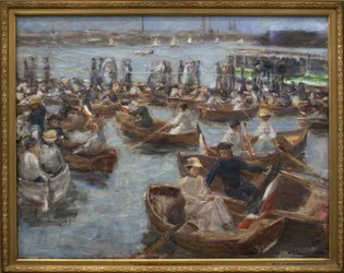 Wieczór w Fahrhaus w Uhlenhorster (przedmieścia Hamburga). Obraz Maxa Liebermanna (1847-1935), olej na płótnie