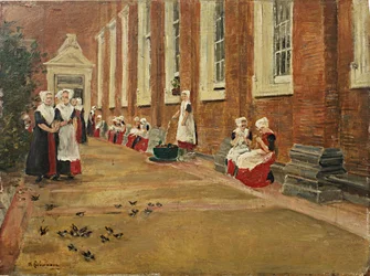 Liebermann, Max - Nauka na godzinę wolną w sierocińcu w Amsterdamie - Eberle 1876 28