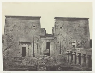 Drômos i Philônes, Wielka Świątynia Izydy w Pilônes; Nubia, płyta 72 z albumu "Egypte, Nubie, Palestine et Syrie" (1852)
