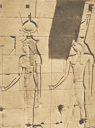 Isis and Horus-Arsiesi - Płaskorzeźba ze świątyni Kalabcheh Talmis, 8 kwietnia 1850.