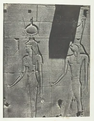 Kalabscheh, Rzeźby z tylnej fasady świątyni, Nubia, 184951, wydrukowane 1852.