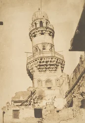 Krzywy minaret meczetu Bibars, Kair, grudzień 1849-styczeń 1850.