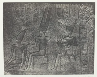Pałac Karnak, Zewnętrzne rzeźby sanktuarium granitowego, Teby, 184951, druk 1852.