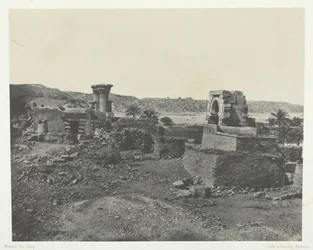 Wioska i świątynia na wyspie Béghé, na zachód od Philoe, Nubia, 184951, wydrukowany w 1852 roku.