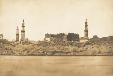 Widok Girgeh i wybrzeże usunięte - przez powódź Nilu, 1849-50.