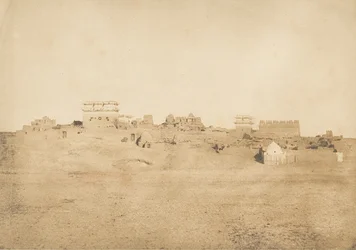 Widok części wsi Luksor, Teby, 1849-50.