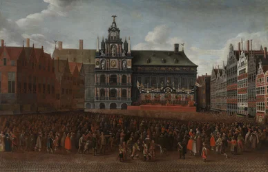 Proklamacja pokoju w Münster na Grote Markt w Antwerpii