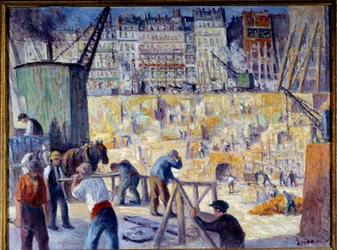 Plac budowy w Paryżu w 1912 r. Obraz Maximiliena Luce (1858-1941) 1912 wym. 0,6x0,81 m Rouen, Musee des Beaux Arts