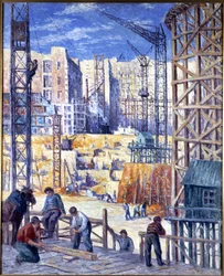 Plac budowy w Paryżu, Quai de Passy, ​​1907.