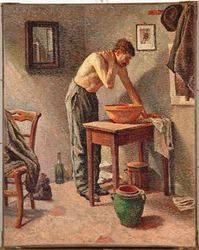 Mężczyzna myjący się (olej na płótnie)