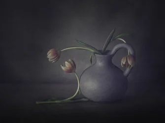 Nastrojowa martwa natura z tulipanami