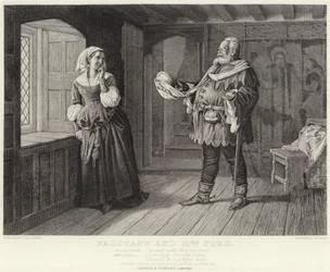 Falstaff i pani Ford, Wesołe kumoszki z Windsoru, akt III, scena III (rycina)