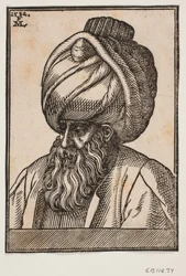 Popiersie brodatego mężczyzny w turbanie, profil 3/4 w lewo