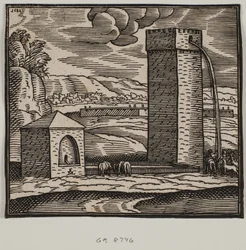 Cóż, koryto wodne i wieża ciśnień