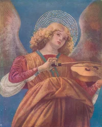 Muzykujący anioł ze skrzypcami, fresk, ok. XV wieku