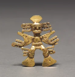Wisiorek z figurką, ok. 1900 r. 700-1550 (odlew i kute złoto)
