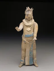 Figurka: Stojący mężczyzna, późny okres klasyczny, 650-900 AD (ceramika i farba)