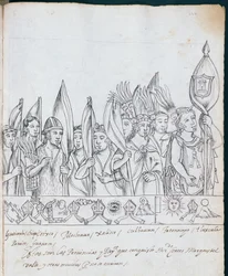 Pani Hunter 242 f.246r Przedstawiciele Prowincji Meksykańskich, z Historia de Tlaxcala autorstwa Diego Munoza Camargo