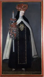 Siostra Maria Barbara de St. Joseph zwieńczona kwiatami, Klasztor Karmelitów, Puebla, Meksyk