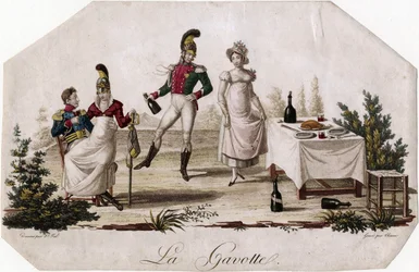 Litografia "Taniec gawotów" Meyniera Saint-Fala (Saint Fal) (1762-1840) ok. 1815 Wymiary 17,7x27,3 cm Kolekcja prywatna