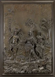 The Stowe Reliefs: Merkury prowadzący tragiczną i komiczną poezję na wzgórze Parnas, ok. 1740 (brązowa lipa)