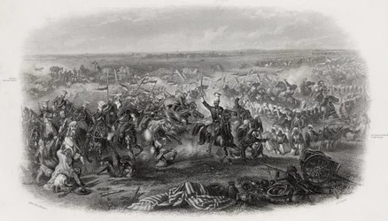 Bitwa pod Aliwal, Indie, 28 stycznia 1846 r., rycina J.J. Załoga